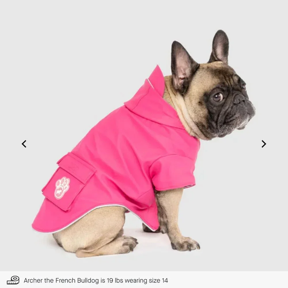 NWT, Canada Pooch Torrential Tracker Dog Raincoat, Waterproof, Pink, Size 22